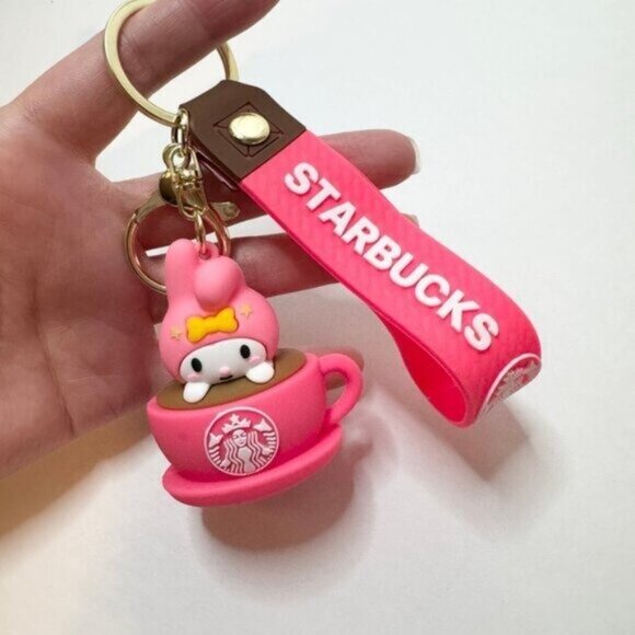 Starbucks My Melody Keychain Pink Cup Charm Coffee Strap Holder - Picture 2 of 6